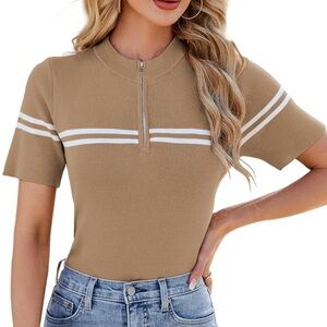 Tan Short Sleeve Women's Top